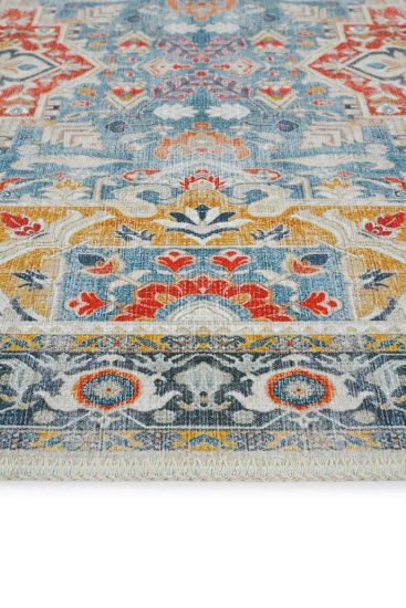 Beylerbeyi85 Multicolour Patterned Bordered Bedroom Rug