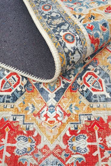 Beylerbeyi85 Multicolour Patterned Bordered Bedroom Rug