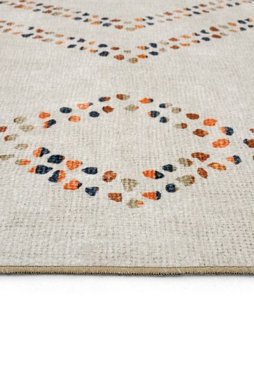 Carnival85 Cream Modern Patterned Bedroom Rug