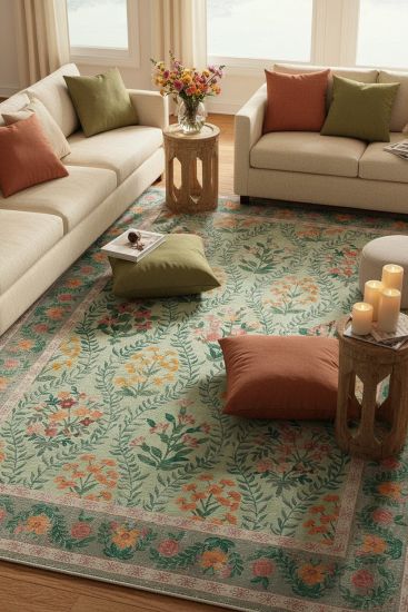 Daisy85 Multicolour Oriental Bordered Bedroom Rug