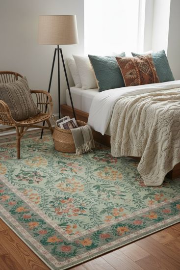 Daisy85 Multicolour Oriental Bordered Bedroom Rug
