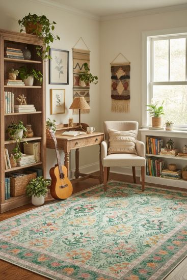 Daisy85 Multicolour Oriental Bordered Bedroom Rug