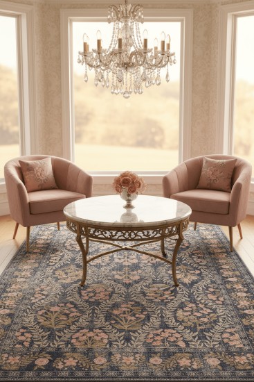 Daisy85 Oriental Bordered Multicolour Living Room Rug
