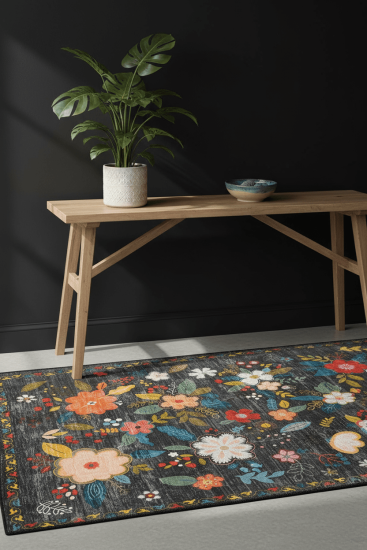 Daisy85 Patterned Bordered Multicolour Bedroom Rug