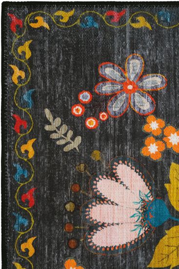 Daisy85 Patterned Bordered Multicolour Bedroom Rug