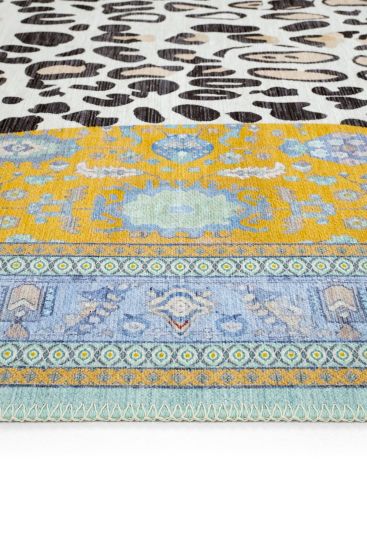 Jagora85 Gold Blue Modern Oriental Indoor Rug