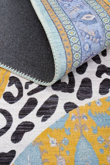 Jagora85 Gold Blue Modern Oriental Indoor Rug