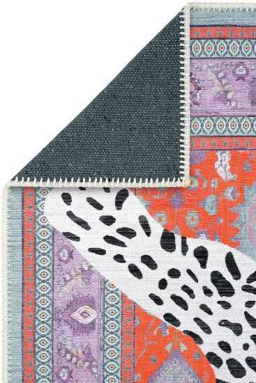 Jagora85 Purple White Oriental Bordered Area Rug