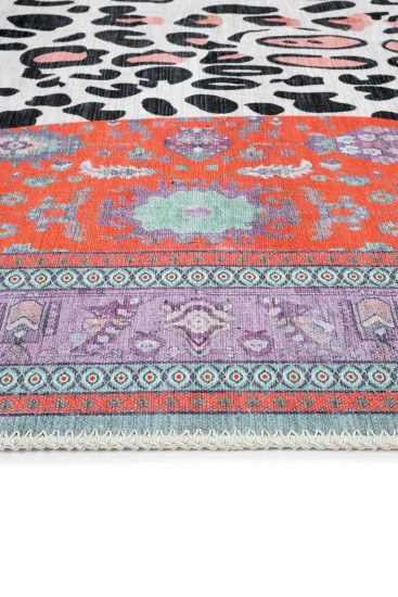 Jagora85 Purple White Oriental Bordered Area Rug