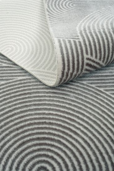 Lena85 Grey Modern Geometric Living Room Rug