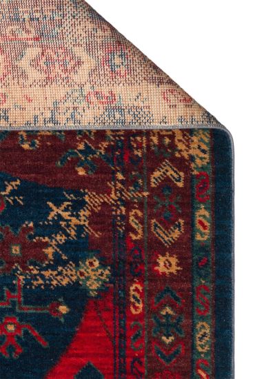 Mardin85 Red Blue Modern Patterned Bedroom Rug