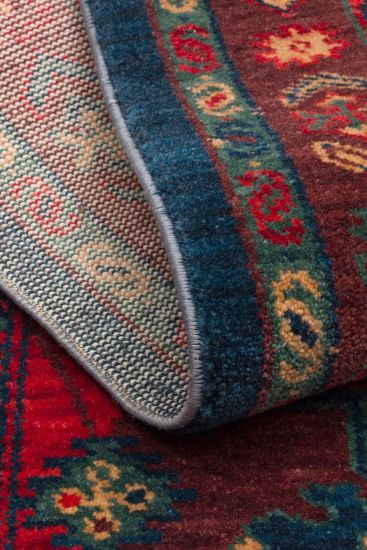 Mardin85 Red Blue Modern Patterned Bedroom Rug