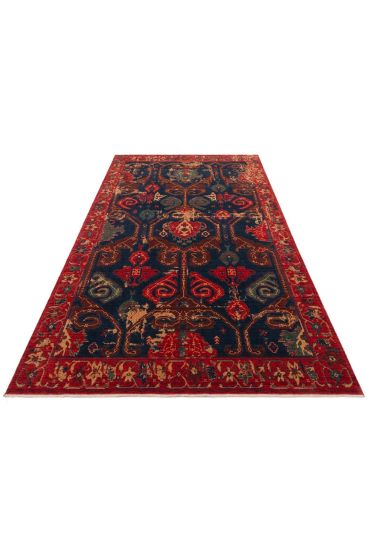 Mardin85 Red Blue Modern Patterned Living Room Rug