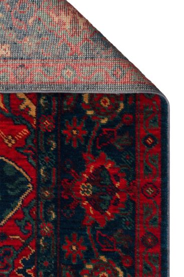 Mardin85 Red Blue Patterned Bordered Area Rug