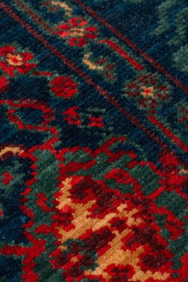 Mardin85 Red Blue Patterned Bordered Area Rug