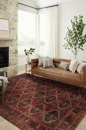 Private85 Modern Oriental Red black Bedroom Rug