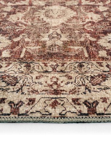 Private85 Beige Red Oriental Bordered Living Room Rug