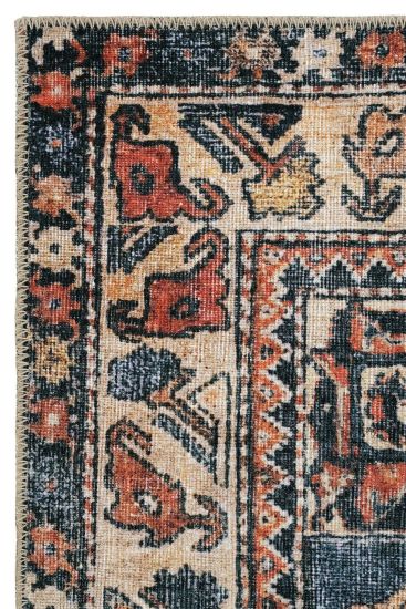 Private85 Multicolour Oriental Bordered Bedroom Rug