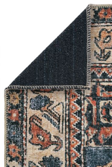 Private85 Multicolour Oriental Bordered Bedroom Rug