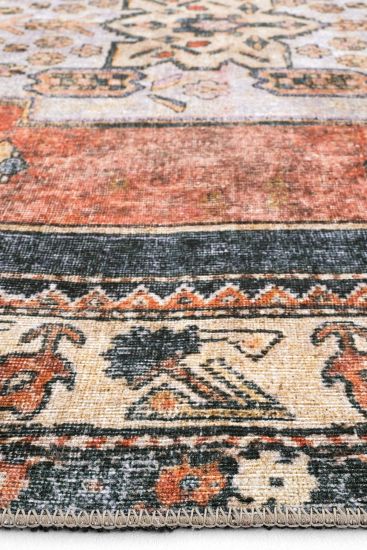 Private85 Multicolour Oriental Bordered Bedroom Rug