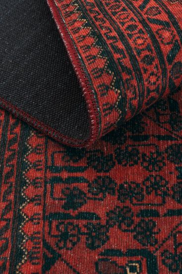 Private85 Red black Modern Oriental Bedroom Rug