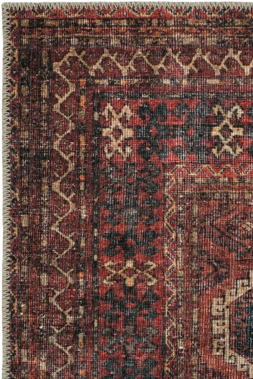 Private85 Modern Oriental Red black Bedroom Rug