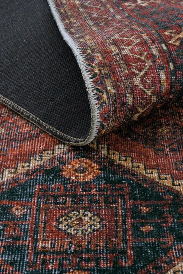 Private85 Modern Oriental Red black Bedroom Rug