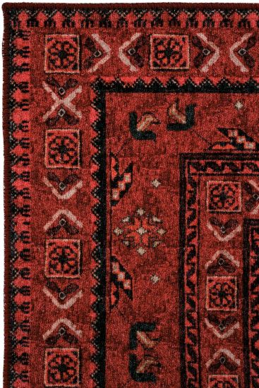 Private85 Red black Oriental Bordered Living Room Rug