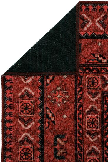 Private85 Red black Oriental Bordered Living Room Rug