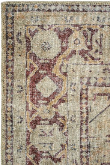 Private85 Beige Red Oriental Bordered Bedroom Rug
