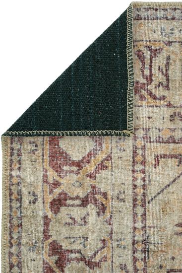 Private85 Beige Red Oriental Bordered Bedroom Rug