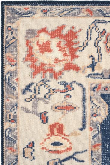 Private85 Cream Blue Oriental Bordered Indoor Rug