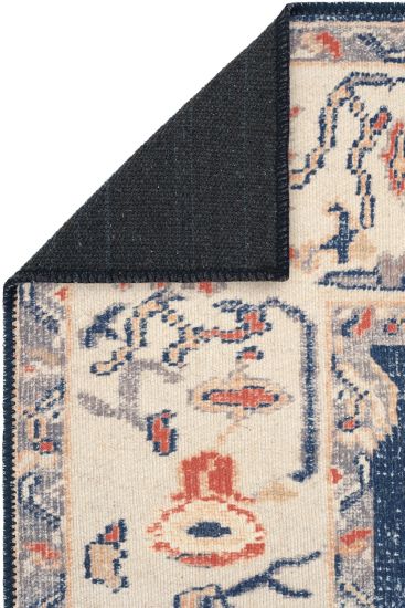 Private85 Cream Blue Oriental Bordered Indoor Rug