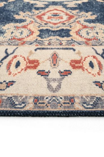 Private85 Cream Blue Oriental Bordered Indoor Rug