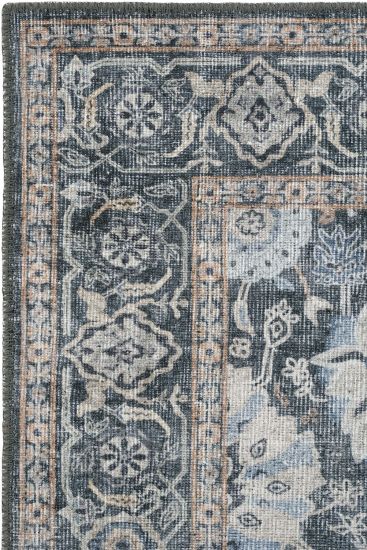 Private85 Grey Blue Oriental Bordered Area Rug