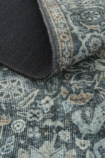 Private85 Grey Blue Oriental Bordered Area Rug