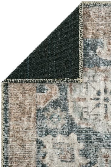 Private85 Blue Orange Oriental Bordered Living Room Rug
