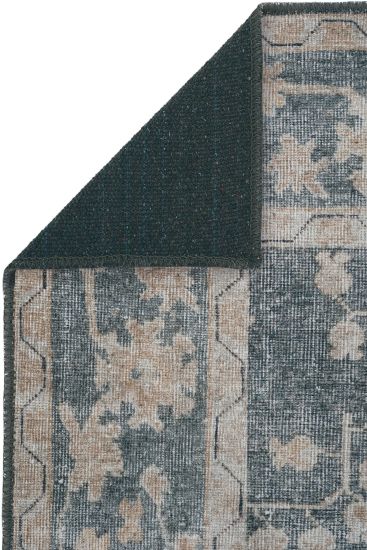 Private85 Blue Beige Oriental Bordered Indoor Rug