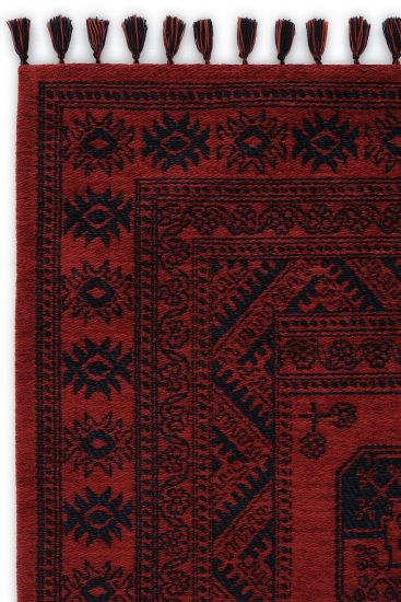 Atlas85 Red Black Oriental Bordered Indoor Rug