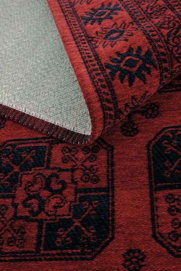 Atlas85 Red Black Oriental Bordered Indoor Rug