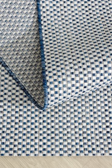 Fesco White Blue Plain Outdoor Area Rug