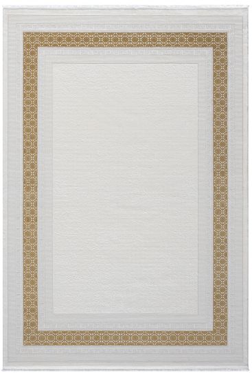 Emanate Cream Gold Plain Bordered Indoor Rug