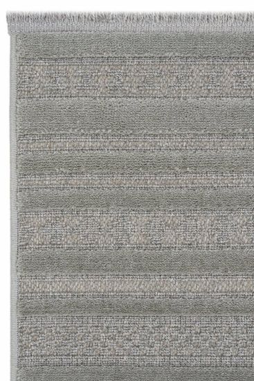 Alvin85 Grey Green Modern Stripes Bedroom Rug