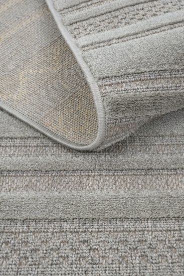 Alvin85 Grey Green Modern Stripes Bedroom Rug