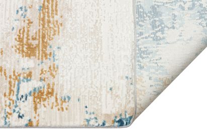 Perre75 Cream Blue Modern Abstract Bedroom Rug