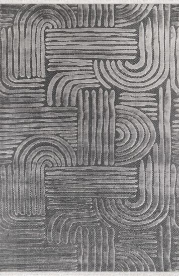 Boyut75 Grey Black Modern Scandi Area Rug