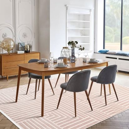 Cunda75 Beige Cream Patterned Scandi Bedroom Rug