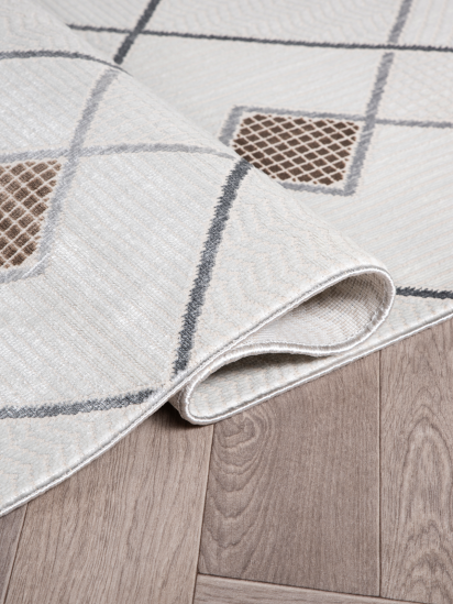 Arti Cream Grey Geometric Living Room Rug