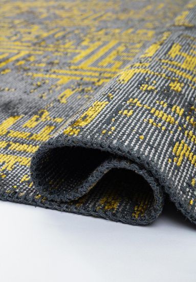 Breeze Grey Yellow Distressed living Room Rug