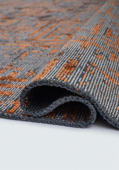 Distressed Orange Grey Breeze Bedroom Rug